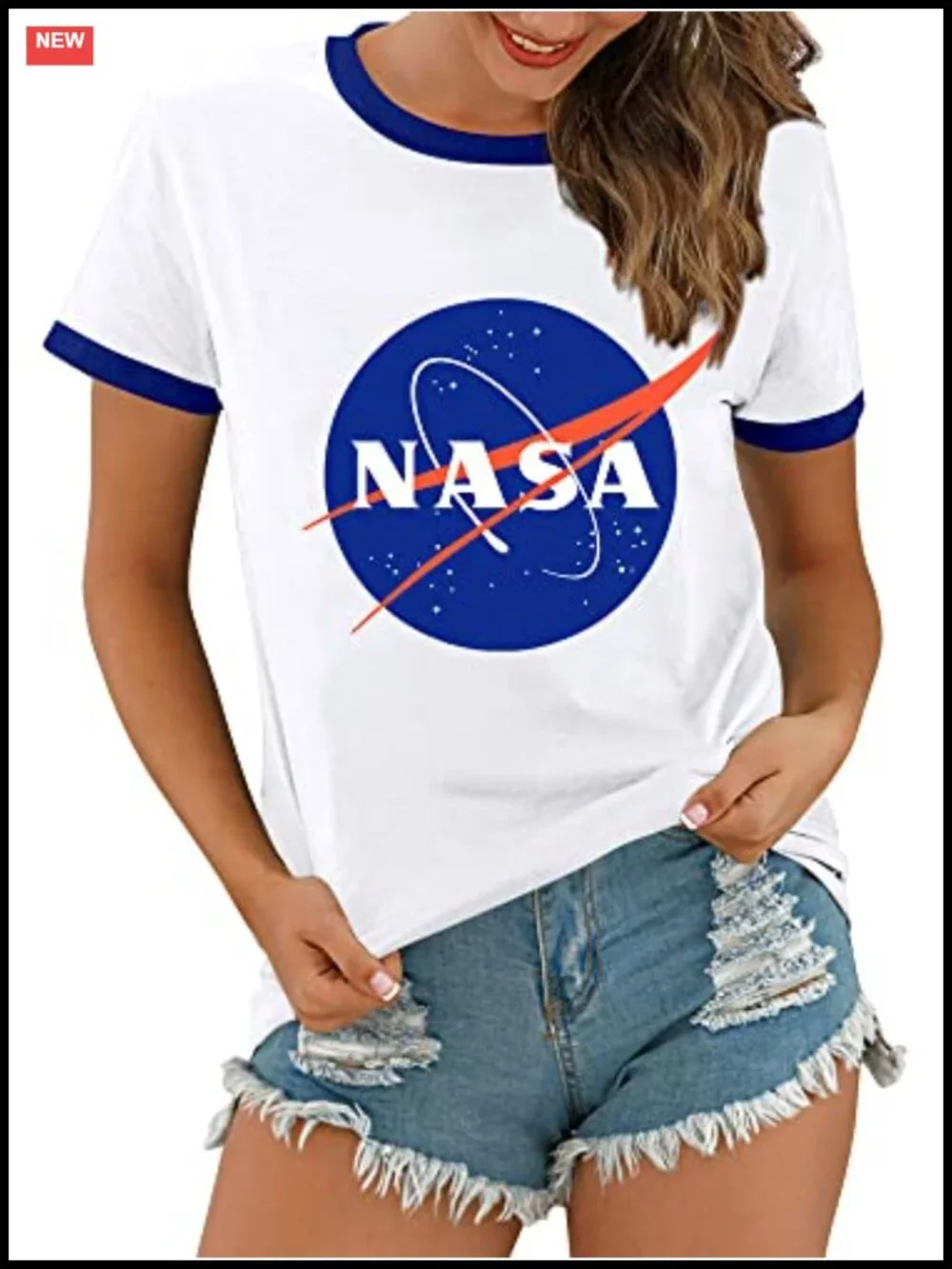 NASA Graphic T-Shirt for Women Space-Lover Tee, Soft Cotton Blend, Crew Neck